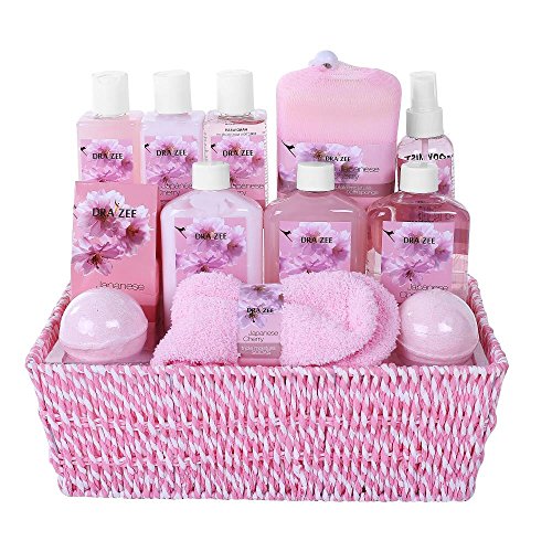 Product Cover Gift Basket for Mom Premium Deluxe Spa Gift Basket for Women, Japanese Cherry Fragrance - Lotions, Creams, Bubble Bath and More! Best Gift Idea Girl Friend, Wife, Mom