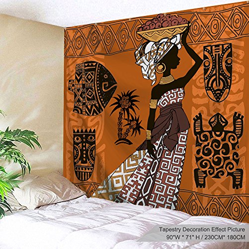 Product Cover PROCIDA Home Tapestry Wall Hanging Nature Art Polyester Fabric African Woman Theme, Wall Decor For Dorm Room, Bedroom, Living Room, Nail Included - 90