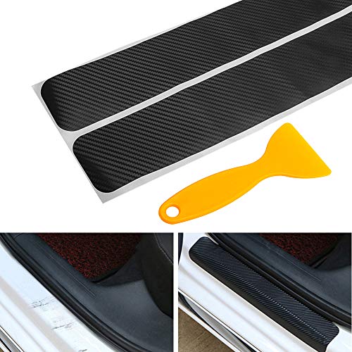 Product Cover Big Autoparts 4 Pack Door Sill Protector 3D Carbon Fiber Anti-scuff Sticker Door Threshold Guard for Car, SUV, Off-road, Black