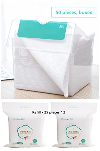Product Cover XICHEN 1 box of 50 pcs Disposable Towel for Washing Face Cotton Pads Cosmetic Cotton Add 50 replacement refill Can be wet and dry