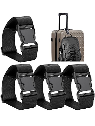 Product Cover Frienda Add a Bag Luggage Strap Adjustable Suitcase Belt Straps Accessories for Connecting Luggage (Black-4 Pieces)