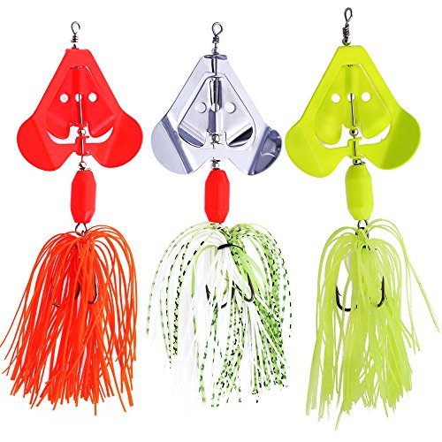 Product Cover SUNMILE Fishing Buzzbait Spinnerbait Lures Double Willow Blade Spinner Baits for Bass Pike Metal Fishing Lure Pack of 3pcs (Mixcolor buzzbait 0.7oz)