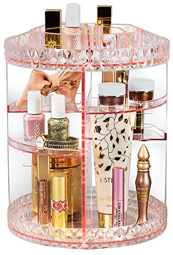 Product Cover Sorbus Rotating Makeup Organizer, 360° Rotating Adjustable Carousel Storage for Cosmetics, Toiletries, and More - Great for Vanity, Bathroom, Bedroom, Closet, Kitchen (Pink)