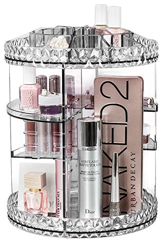 Product Cover Sorbus Makeup Organizer, 360° Rotating Adjustable Carousel Storage for Cosmetics, Toiletries, and More - for Vanity, Bathroom, Bedroom, Closet, Kitchen (Clear)