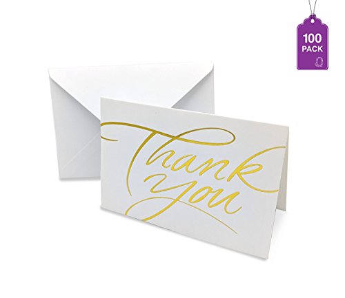 Product Cover Thank You Cards- Bulk Pack With Envelopes, Greeting Cards With Hot Stamp