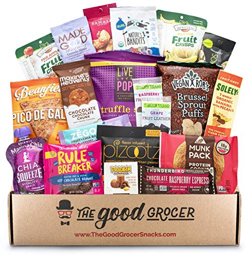Product Cover Premium GLUTEN FREE and VEGAN (DAIRY FREE) Healthy Snacks Care Package (20Ct): Featuring Delicious, Wholesome, Nutrient Dense Gluten Free and Vegan snacks. Office College Client Gift Box Basket