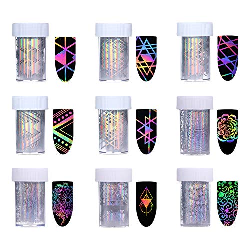 Product Cover BORN PRETTY 10Rolls Nail Art Foil Sticker Holographic Laser Gradient Starry Sky Geometry Flower Manicuring Transfer Decals