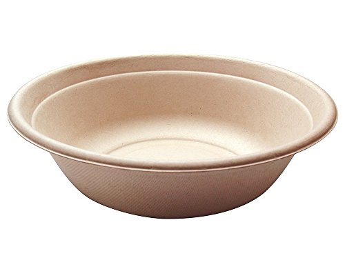 Product Cover [50 COUNT] 32 oz Round Disposable Bowls - Natural Sugarcane Bagasse Bamboo Fibers Sturdy 32 Ounce Compostable Eco Friendly Environmental Paper Bowl Alternative 100% by-product Tree Plastic Free