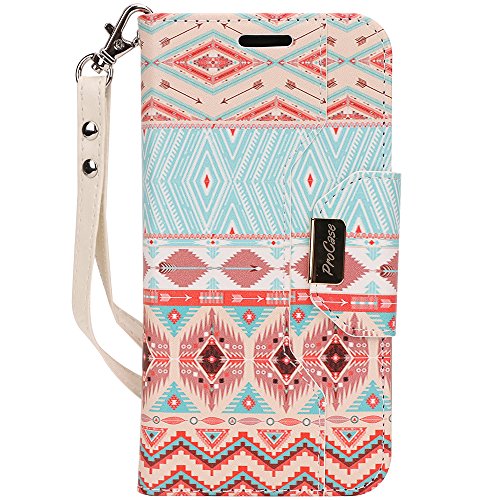 Product Cover ProCase iPhone Xs/iPhone X Wallet Case, Flip Kickstand Case with Card Slots Mirror Wristlet, Folding Stand Protective Cover for 5.8 inch Apple iPhone Xs (2018) / iPhone X (2017) -Aztec1