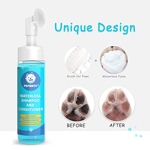 Product Cover PUPMATE Paw Cleaner, No-Rinse Waterless Shampoo Dogs Cats Feet Cleaning Silicone Pet Grooming Brush, Rose Scent, 6.8 oz, Unique Design Pet Shampoo