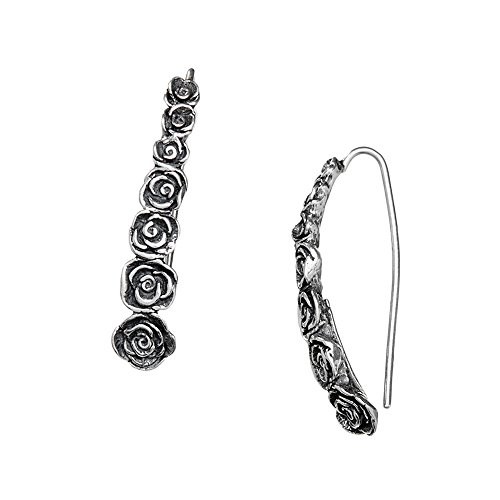 Product Cover Paz Creations 925 Sterling Silver Elongated Rose Earrings, Made in Israel