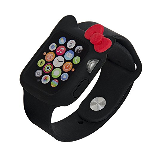 Product Cover Navor Soft Silicone Protective Cute Kitty Case Cover Case Compatible with Apple Watch 38mm Series 1/2/3-Black-Red