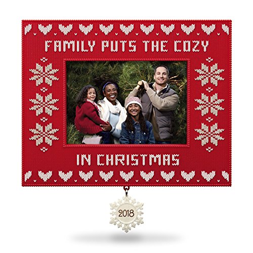 Product Cover Hallmark Keepsake Christmas Ornament 2018 Year Dated, Family Cozy Christmas Sweater Picture Frame, Photo Frame