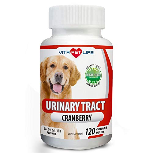 Product Cover Cranberry for Dogs, Urinary Tract Support, Antioxidants with Apple Cider Vinegar, Prevents UTI, Bladder Infections, Bladder Stones and Dog Incontinence. Antibacterial, 120 Natural Chew-able Tablets.