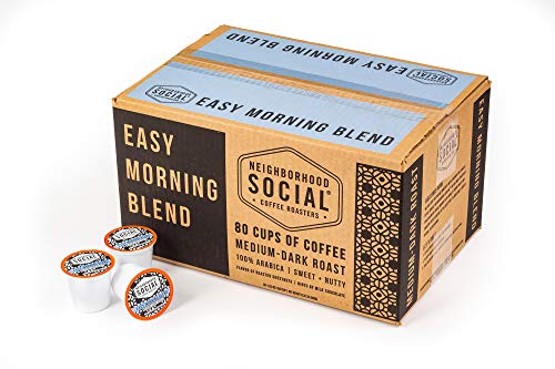 Product Cover Neighborhood Social, Easy Morning Blend Medium Dark Roast Gourmet Coffee, 80 count Single Serve Cups
