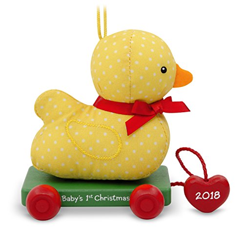 Product Cover Hallmark Keepsake Christmas Ornament 2018 Year Dated, Baby's First Christmas, Fabric and Wood