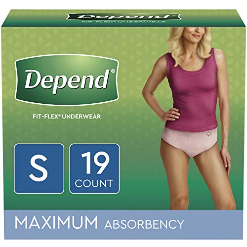 Product Cover Depend FIT-FLEX Incontinence Underwear for Women, Disposable, Maximum Absorbency, Blush, 19 Count, Small (Pack of 1)