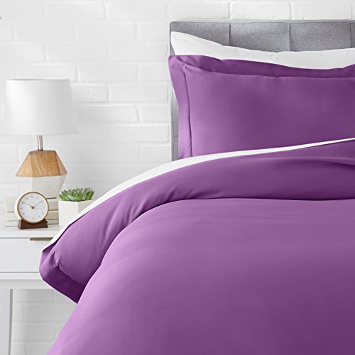 Product Cover AmazonBasics Light-Weight Microfiber Duvet Cover Set with Snap Buttons - Twin/Twin XL, Plum