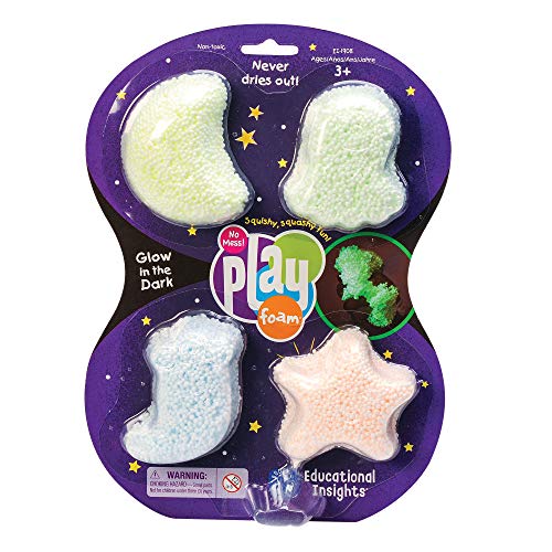 Product Cover Educational Insights Playfoam Glow-In-The-Dark 4-Pack | Non-toxic, Never Dries Out | Sensory, Shaping Fun, Great for Slime | Perfect for Ages 3 and up