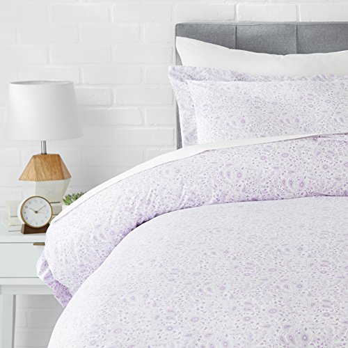 Product Cover AmazonBasics Light-Weight Microfiber Duvet Cover Set with Snap Buttons - Twin/Twin XL, Lavender Paisley