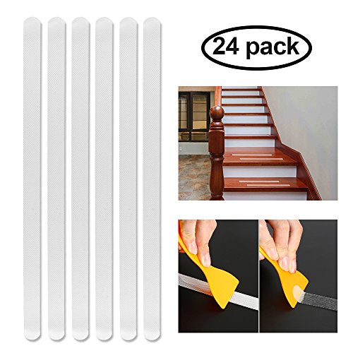 Product Cover YBLNTEK Adhesive Bath Treads Non Slip Shower Stickers Strips with Scraper 24 pcs