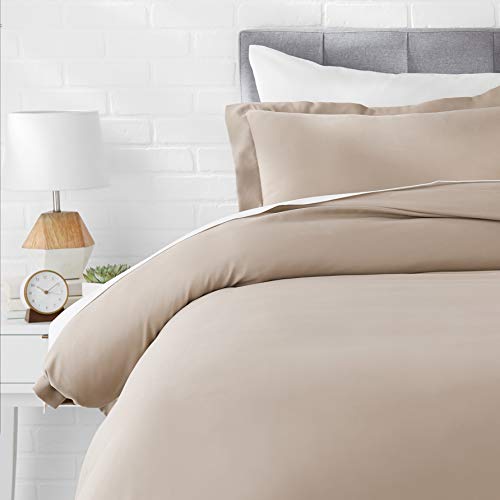 Product Cover AmazonBasics Light-Weight Microfiber Duvet Cover Set with Snap Buttons - Twin/Twin XL, Taupe