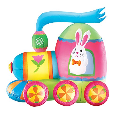 Product Cover Collections Etc Inflatable Easter Bunny Train Outdoor Yard Decoration - 4' Long