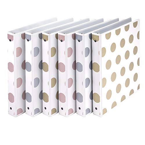 Product Cover Samsill Fashion Design 3 Ring Binder, Dots, 1 Inch Round Rings, Assorted Colors (Gold, Silver, Rose Gold), Bulk Binders - 6 Pack