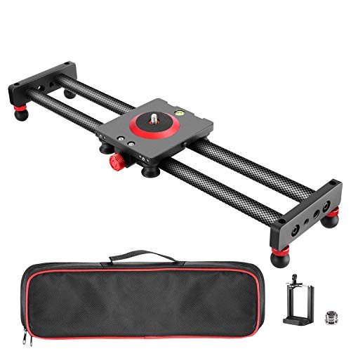 Product Cover Neewer Camera Slider Carbon Fiber Dolly Rail, 16 inches/40 Centimeters with 4 Bearings for Smartphone Nikon Canon Sony Camera 12lbs Loading