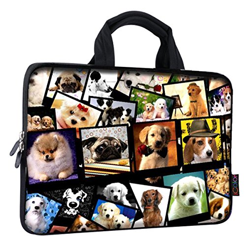 Product Cover ICOLOR 14 15 15.4 15.6 inch Laptop Handle Bag Computer Protect Case Pouch Holder Notebook Sleeve Neoprene Cover Soft Carring Travel Case Laptop Tote Bag Puppy ICB-08