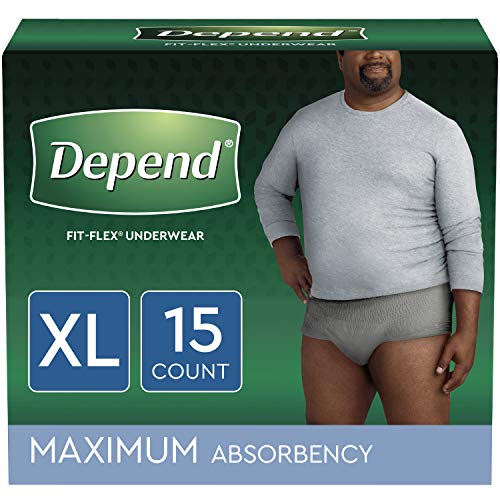 Product Cover Depend FIT-FLEX Incontinence Underwear for Men, Maximum Absorbency, X-Large, Gray, 15 Count