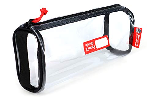 Product Cover Rough Enough TSA Approved Toiletry Bag Stadium Approved Clear Bag for Women Small Clear Pencil Case with Zipper and Handle for Kids Men Teen Boy Girl Checkpoint Sport School Travel Office Simple