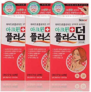 Product Cover Acwin Plus Derm 3 Pack Acne Spot Pimple Absorbing Cover Patch, Moist Wound Dressing for Skin Trouble Acne Pimple Care Hydrocolloid Patch (Total 204 count)
