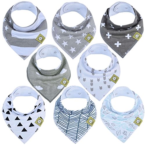 Product Cover Baby Bandana Drool Bibs - Bandana Bibs for Boys, Girls by KeaBabies- Super Absorbent Bandana Drool Bibs - Teething Bibs - Organic Cotton Baby Bibs for Infant, Toddler - 8 Pack Bibs Set (Grayscape)