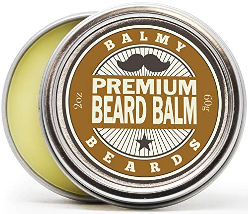 Product Cover Balmy Beards Best Premium Beard Balm and Leave In Conditioner and Wax - All Natural Organic Beard and Mustache Softener - Styles, Strengthens and aids Hair Growth (Cedarwood)