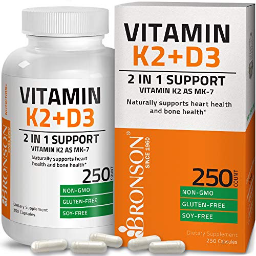 Product Cover Vitamin K2 (MK7) with D3 Supplement Bone and Heart Health Non-GMO Gluten Free Formula 5000 IU Vitamin D3 & 90 mcg Vitamin K2 MK-7 Easy to Swallow Vitamin D & K Complex, 250 Capsules