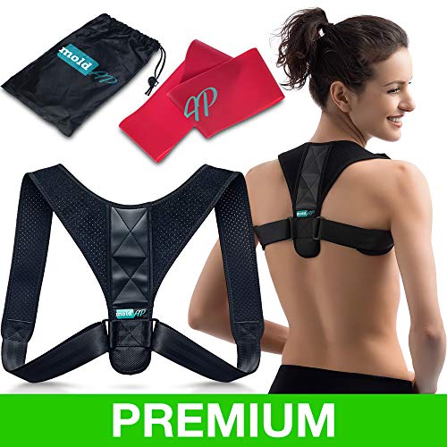 Product Cover Body Wellness Posture Corrector for Women & Men - Thoracic Back Brace for Perfect Posture - Adjustable and Comfortable Clavicle Brace - Posture Fixer + Resistance Band + Detachable Pads + Carry Bag