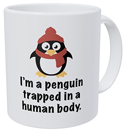 Product Cover Wampumtuk I'm A Penguin Trapped In A Human Body Red 11 Ounces Funny Coffee Mug