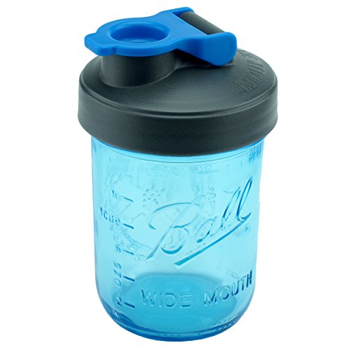 Product Cover County Line Kitchen Classic Blue Glass Mason Jar Drinking Bottle with Durable, Convenient Flip Cap Lid, Drinking or Storage Container, Leakproof, 1 Pint