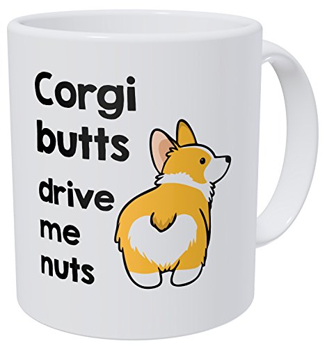 Product Cover Wampumtuk Corgi Butts Drive Nuts, Heart Butt 11 Ounces Funny Coffee Mug