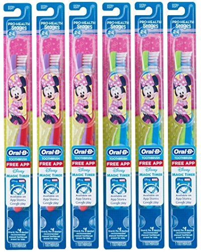 Product Cover Oral-B Kids Toothbrush, Pro-Health Stages Mickey & Minnie Mouse for Little Children Ages 2-4 Years Old, Extra Soft (Pack of 6)