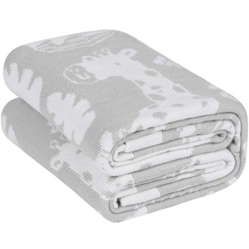 Product Cover Egyptian Cotton Jersey Knit Fitted Baby Blanket for Infants Newborns, Super Soft Warm Lightweight Receiving Swaddling Blanket for Wrap, Breathable/Machine Washable/Lint Free, Woodland Animals 30