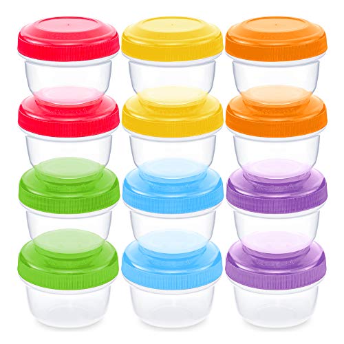 Product Cover Leakproof Baby Food Storage | 12 Container Set | Premium BPA Free Small Plastic Containers with Lids Lock in Freshness, Nutrients & Flavor - Freezer & Dishwasher Safe 4oz Snack Containers for Kids