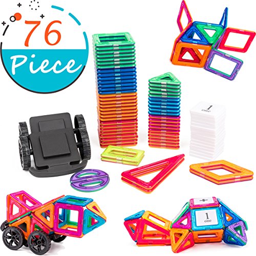 Product Cover cossy Magnet Tiles Building Block, 76 PCs Magnetic Stick and Stack Set for Girls and Boys, Perfect STEM Educational Toys for Kids Children. Suitable for for 3+ Year