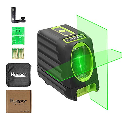 Product Cover Self-leveling Laser Level - Huepar Box-1G 150ft/45m Outdoor Green Cross Line Laser Level with Vertical Beam Spread Covers of 150°, Selectable Laser Lines, 360° Magnetic Base and Battery Included