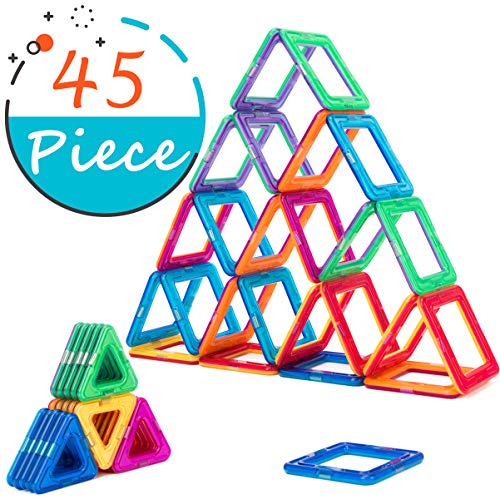 Product Cover COSSY Magnet Tiles Building Block 45 PCs, Magnetic Stick and Stack Set for girls and boys, Perfect STEM Educational Toys for Kids Children, Multicoloured