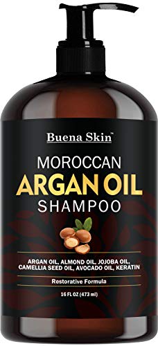 Product Cover Buena Skin Premium Argan Oil Shampoo - Sulfate Free - Volumizing & Moisturizing, For Men & Women, Curly & Color Treated Hair, Infused with Keratin 16 Oz