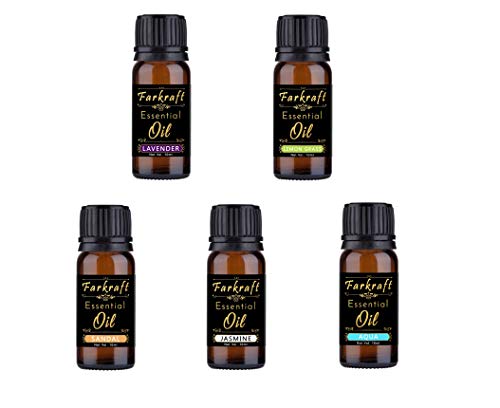 Product Cover Farkraft 5 in One Aroma Oil Pack for Aroma Diffuser and Oil Burner Fragrance : Set of 5 Aroma Oil (Lavender, Lemongrass, Aqua, Sandal and Jasmine 10 ML Each)