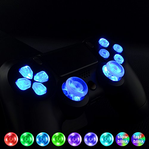 Product Cover eXtremeRate Multi-Colors Luminated D-pad Thumbsticks Face Buttons (DTF) LED Kit for PS4 Controller 7 Colors 9 Modes Touch Control