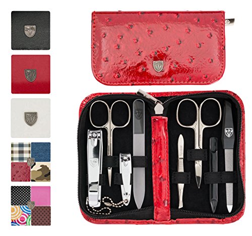 Product Cover 3 Swords Germany - brand quality 8 piece manicure pedicure grooming kit set for professional finger & toe nail care scissors clipper fashion leather case in gift box, Made in Solingen Germany (03577)